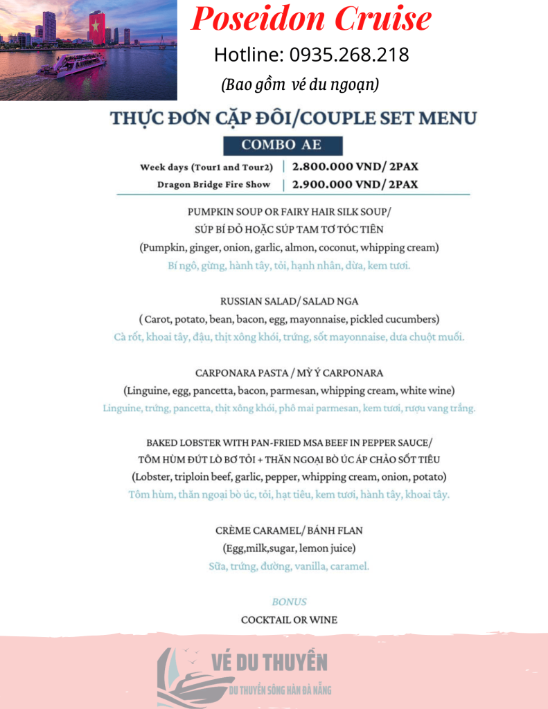 set menu tàu poseidon cho cặp đôi