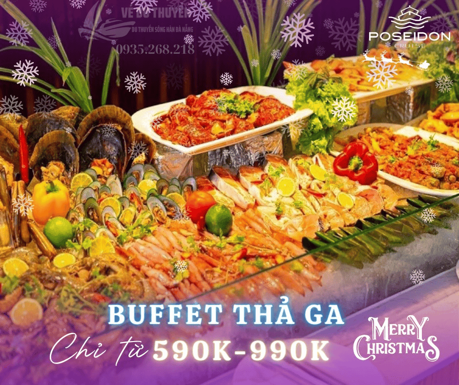 buffet trên du thuyền sông Hàn Poseidon Cruise