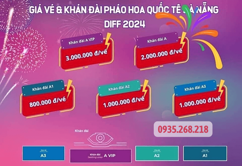 Giá vé pháo hoa Đà Nẵng 2024 khán đài